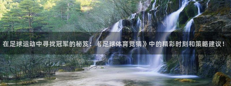 在足球运动中寻找冠军的秘笈：《足球体育竞猜》中的精彩时刻和策略建议！